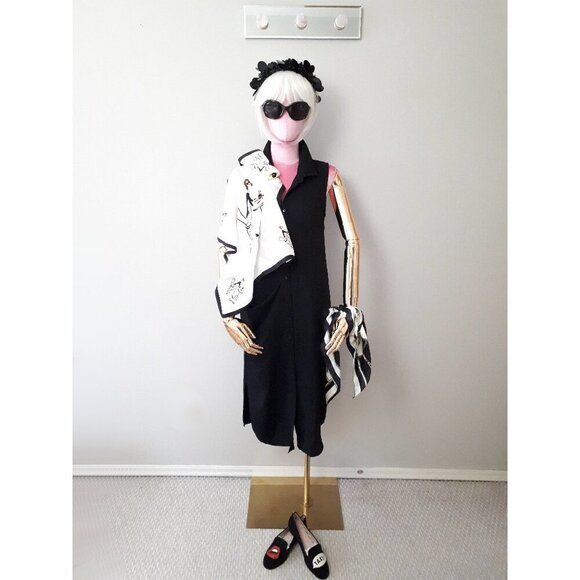 EUC Paraphrase black sheer longline button front blouse, 6 - Picture 1 of 6